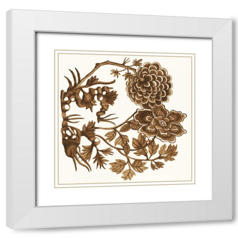 Tapestry Floral IV White Modern Wood Framed Art Print with Double Matting by McCavitt, Naomi