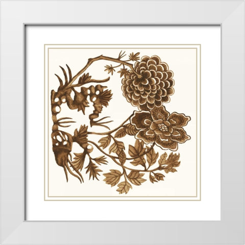 Tapestry Floral IV White Modern Wood Framed Art Print with Double Matting by McCavitt, Naomi