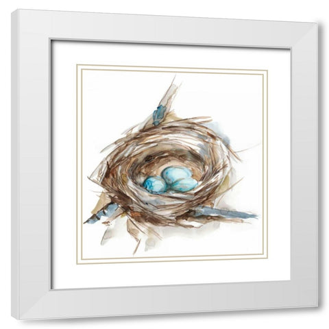 Bird Nest Study II White Modern Wood Framed Art Print with Double Matting by Harper, Ethan
