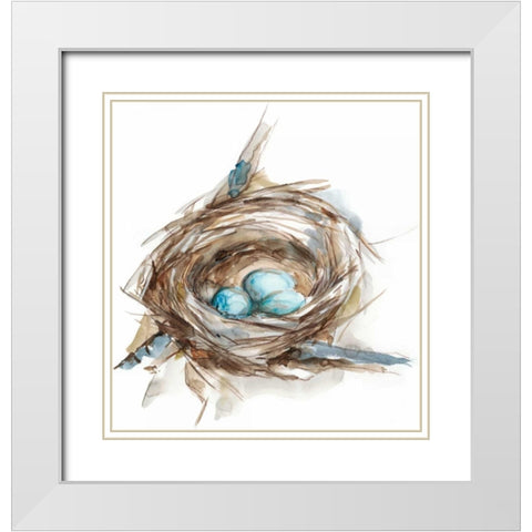 Bird Nest Study II White Modern Wood Framed Art Print with Double Matting by Harper, Ethan
