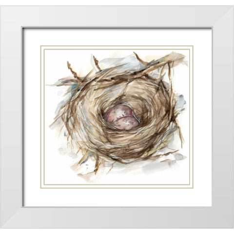 Bird Nest Study IV White Modern Wood Framed Art Print with Double Matting by Harper, Ethan