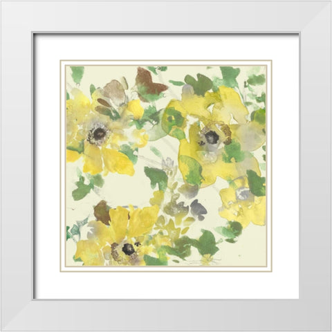 Yellow and Grey Blooms II White Modern Wood Framed Art Print with Double Matting by Studio W