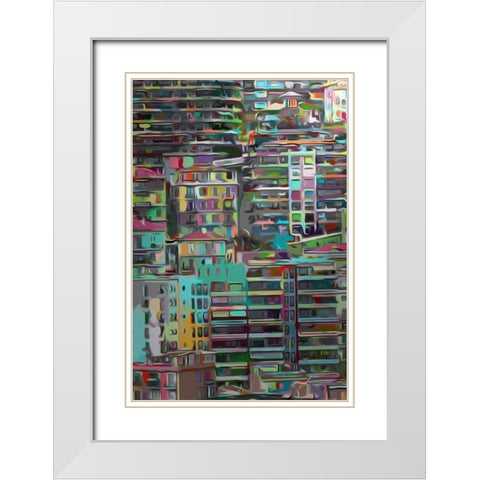 Stack II White Modern Wood Framed Art Print with Double Matting by Burghardt, James