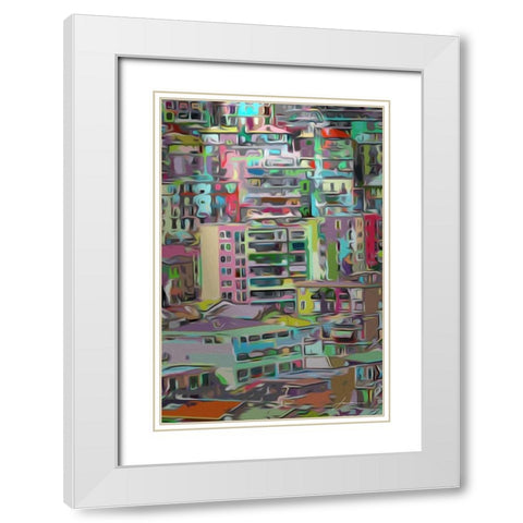Stack III White Modern Wood Framed Art Print with Double Matting by Burghardt, James
