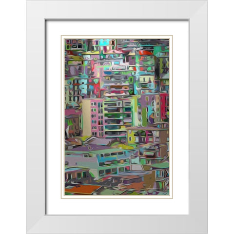 Stack III White Modern Wood Framed Art Print with Double Matting by Burghardt, James