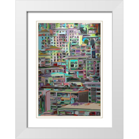 Stack IV White Modern Wood Framed Art Print with Double Matting by Burghardt, James
