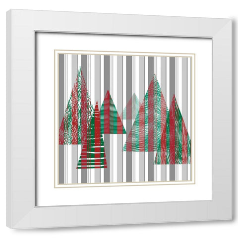Oh Christmas Tree II White Modern Wood Framed Art Print with Double Matting by Gordon, Sharon