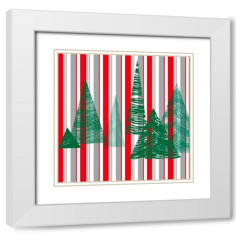 Oh Christmas Tree III White Modern Wood Framed Art Print with Double Matting by Gordon, Sharon