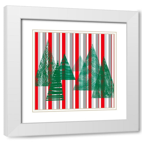 Oh Christmas Tree IV White Modern Wood Framed Art Print with Double Matting by Gordon, Sharon