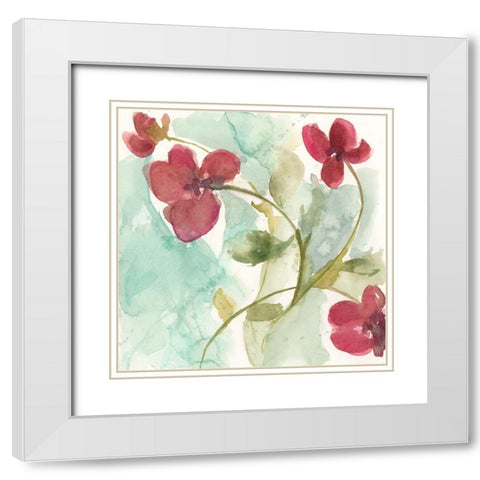 Sweetheart Flowers I White Modern Wood Framed Art Print with Double Matting by Goldberger, Jennifer