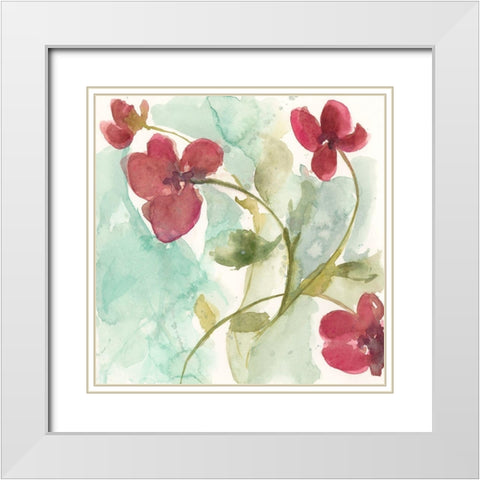 Sweetheart Flowers I White Modern Wood Framed Art Print with Double Matting by Goldberger, Jennifer