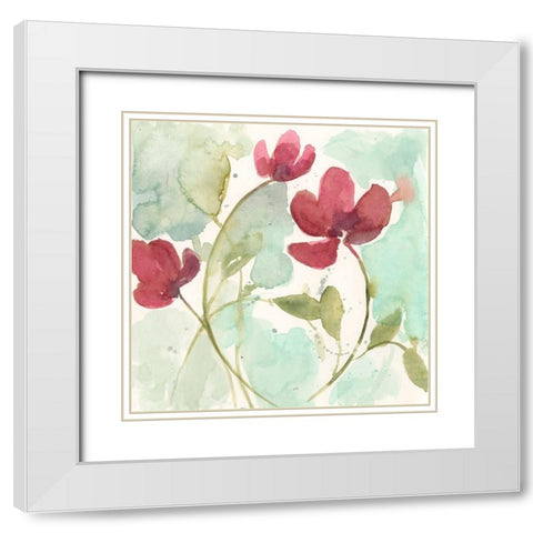 Sweetheart Flowers II White Modern Wood Framed Art Print with Double Matting by Goldberger, Jennifer