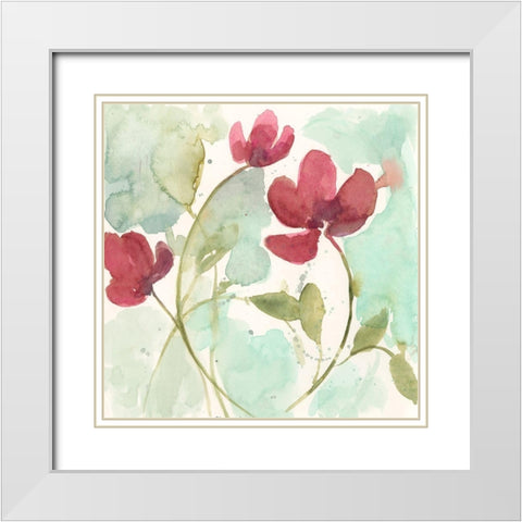 Sweetheart Flowers II White Modern Wood Framed Art Print with Double Matting by Goldberger, Jennifer