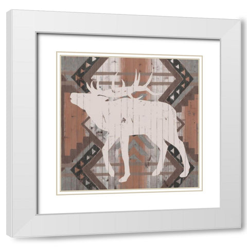 Southwest Lodge Silhouette I White Modern Wood Framed Art Print with Double Matting by Vision Studio