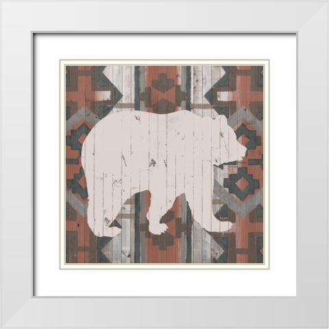 Southwest Lodge Silhouette III White Modern Wood Framed Art Print with Double Matting by Vision Studio