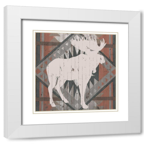 Southwest Lodge Silhouette IV White Modern Wood Framed Art Print with Double Matting by Vision Studio