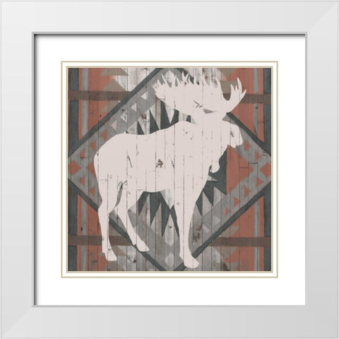 Southwest Lodge Silhouette IV White Modern Wood Framed Art Print with Double Matting by Vision Studio