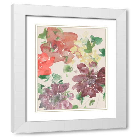 Fuchsia Inked Blooms I White Modern Wood Framed Art Print with Double Matting by Studio W