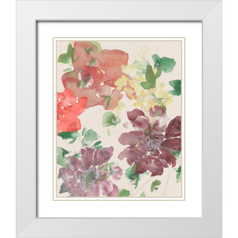 Fuchsia Inked Blooms I White Modern Wood Framed Art Print with Double Matting by Studio W