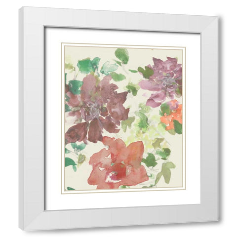 Fuchsia Inked Blooms II White Modern Wood Framed Art Print with Double Matting by Studio W