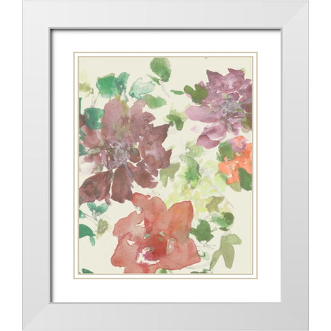 Fuchsia Inked Blooms II White Modern Wood Framed Art Print with Double Matting by Studio W