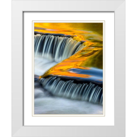 Bond Falls White Modern Wood Framed Art Print with Double Matting by Burchett, P.H.