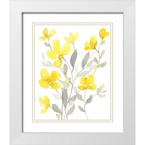 Yellow and Grey Garden I White Modern Wood Framed Art Print with Double Matting by Goldberger, Jennifer