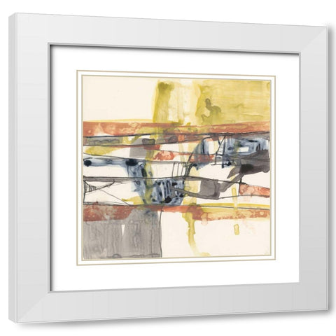Stepped Abstract I White Modern Wood Framed Art Print with Double Matting by Goldberger, Jennifer