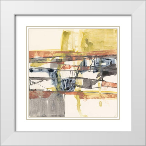 Stepped Abstract I White Modern Wood Framed Art Print with Double Matting by Goldberger, Jennifer