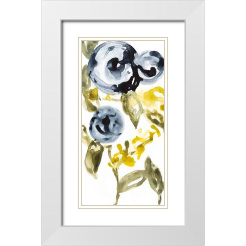 Navy Anemone I White Modern Wood Framed Art Print with Double Matting by Goldberger, Jennifer