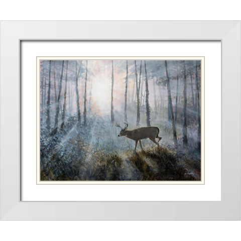 Deer Path IV White Modern Wood Framed Art Print with Double Matting by Lynnsy, B.
