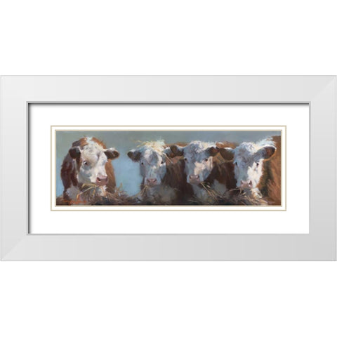 Little Bull and the Babes White Modern Wood Framed Art Print with Double Matting by Hawley, Carolyne