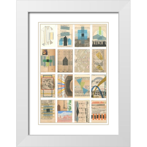 Mid Century Grid I White Modern Wood Framed Art Print with Double Matting by Galapon, Nikki