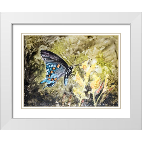 Butterfly in Nature I White Modern Wood Framed Art Print with Double Matting by Lynnsy, B.