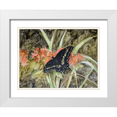 Butterfly in Nature III White Modern Wood Framed Art Print with Double Matting by Lynnsy, B.