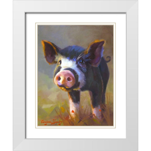 Jasmine White Modern Wood Framed Art Print with Double Matting by Hawley, Carolyne