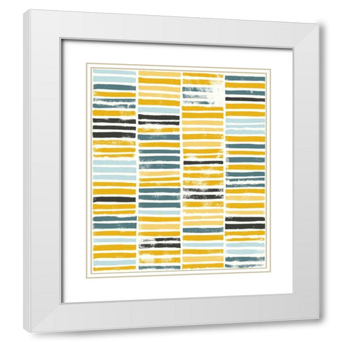Saffron Block Print I White Modern Wood Framed Art Print with Double Matting by Popp, Grace