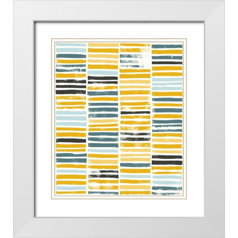 Saffron Block Print I White Modern Wood Framed Art Print with Double Matting by Popp, Grace