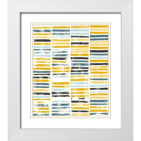 Saffron Block Print II White Modern Wood Framed Art Print with Double Matting by Popp, Grace