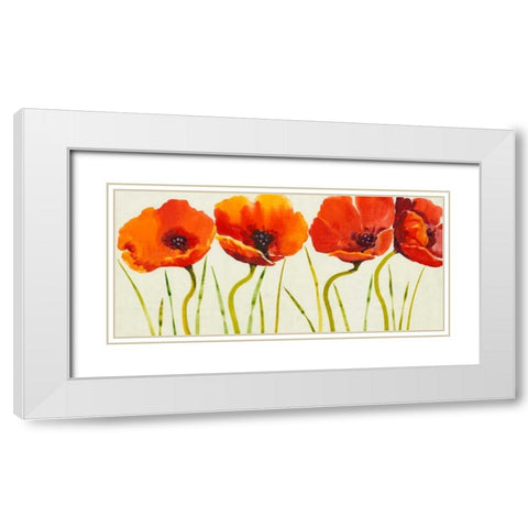 Row of Tulips II White Modern Wood Framed Art Print with Double Matting by OToole, Tim