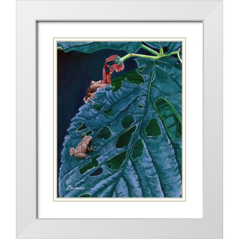 Spring Peepers I White Modern Wood Framed Art Print with Double Matting by Szatkowski, Fred