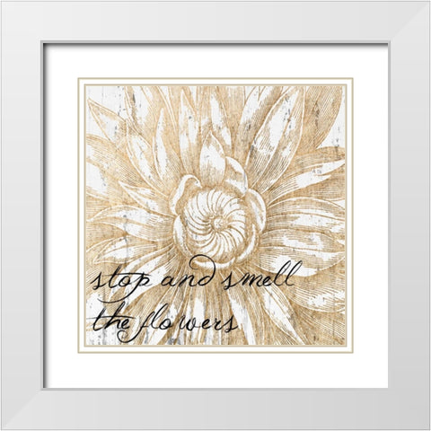 Metallic Floral Quote I White Modern Wood Framed Art Print with Double Matting by Fagalde, Jarman