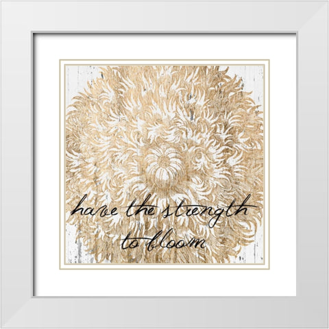 Metallic Floral Quote II White Modern Wood Framed Art Print with Double Matting by Fagalde, Jarman