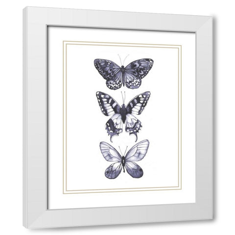 Monochrome Butterflies I White Modern Wood Framed Art Print with Double Matting by Popp, Grace
