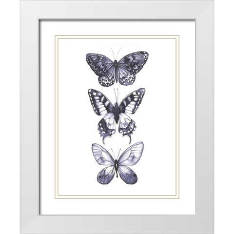 Monochrome Butterflies I White Modern Wood Framed Art Print with Double Matting by Popp, Grace