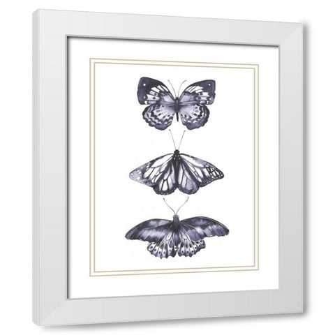 Monochrome Butterflies II White Modern Wood Framed Art Print with Double Matting by Popp, Grace