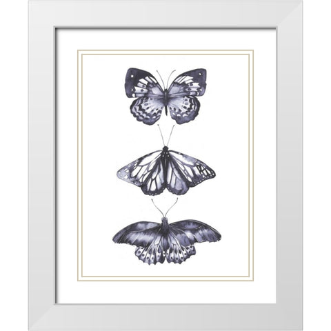 Monochrome Butterflies II White Modern Wood Framed Art Print with Double Matting by Popp, Grace