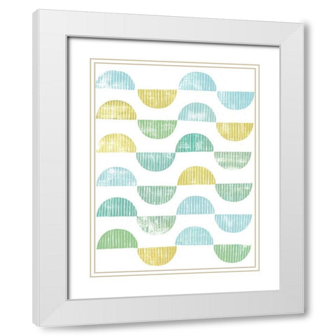 Semi Circle Block Print I White Modern Wood Framed Art Print with Double Matting by Popp, Grace