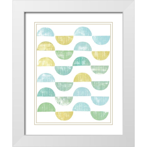 Semi Circle Block Print I White Modern Wood Framed Art Print with Double Matting by Popp, Grace