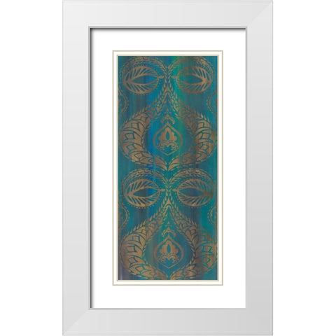 Blue Arabesque I White Modern Wood Framed Art Print with Double Matting by Zarris, Chariklia